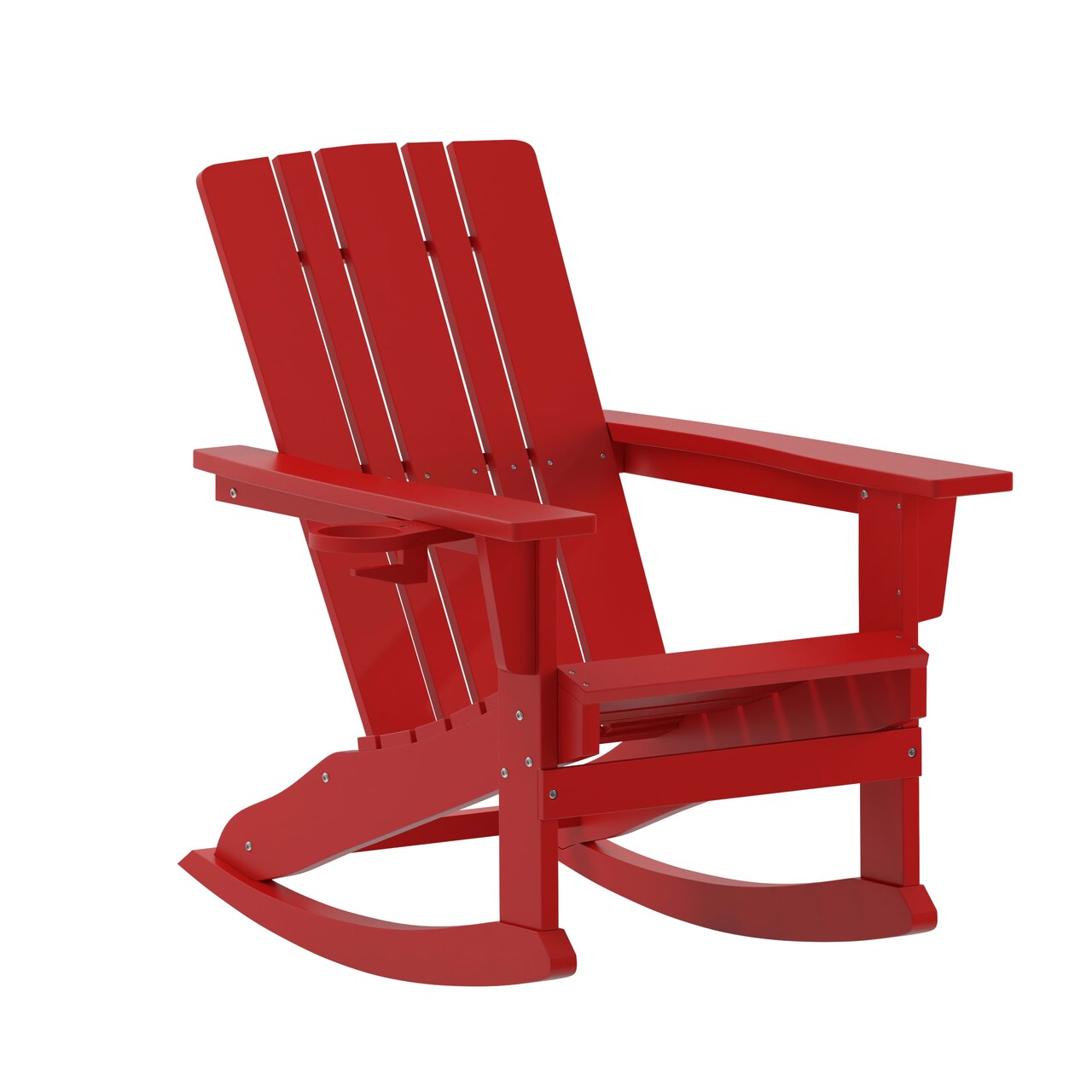 Merrick Lane Ridley HDPE Adirondack Chair with Cup Holder and Pull Out Ottoman, All-Weather HDPE Indoor/Outdoor Chair